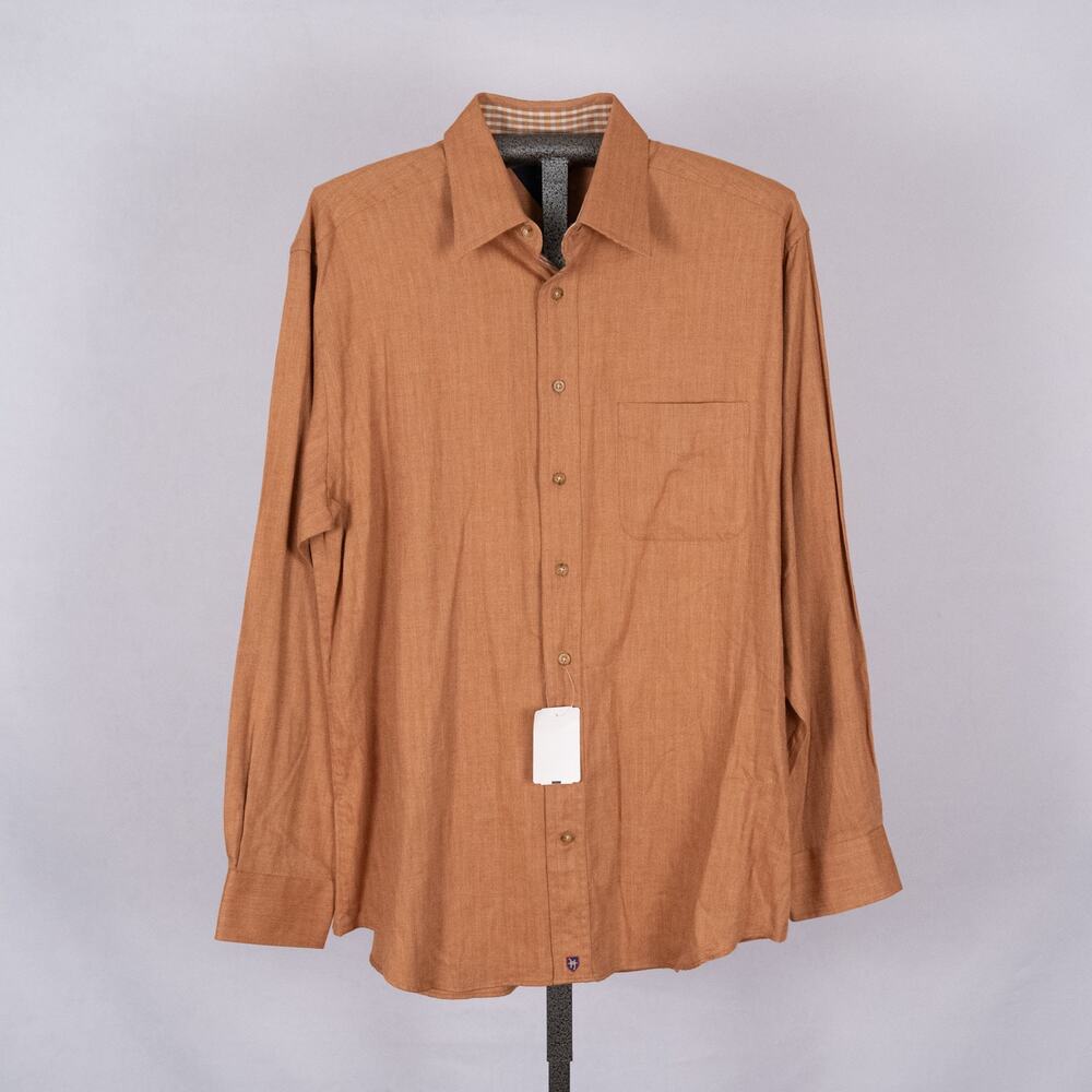 Henry Jacobson Men's Long Sleeve Button-Up Shirt LARGE Flip Cuff Classic Career